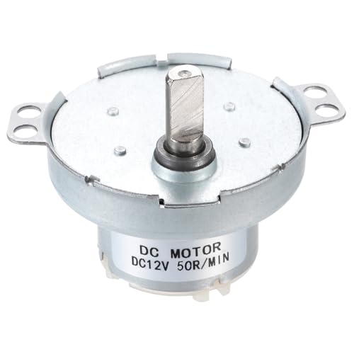 sourcing map Slow Speed Motor JS-50T D-Shaft Gear Electric Motor, 12V DC 50RPM Motor CW/CCW D Shaft DC Motor Large Torqu
