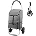 MFAVOUR Carrello Portaspesa, Carrello per la Spesa, con 2 Ruote, Carrello Pieghevole, Spingere/Tirare, Carrello della Spesa Alluminio/Tessuto, Grande capacità 30 kg, 45L, Grigio