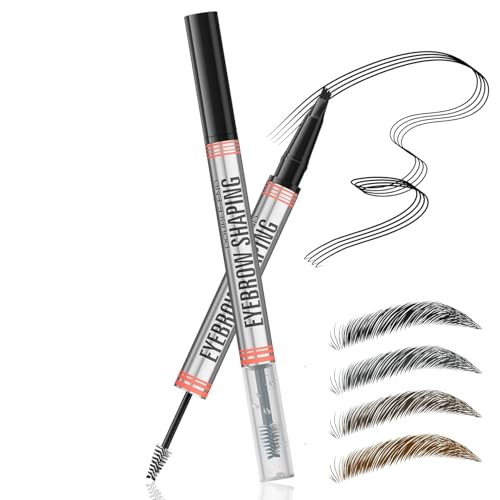 Image of 2-in-1 Eyebrow Pencil with Gel,2025 NEW Waterproof Magic Eyebrow Pencil,Dual-Ended 3D Microblading Eyebrow Pen with 4 Tip & Eyebrow Brush, Makeup Long-Lasting Eyebrow Pen for Women (Gray)