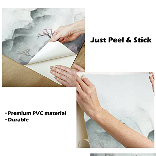 Vghuyevogere Modern Wallpaper Murals 3D Ink Landscape Painting Winter Eastern Traditional Painting Peel And Stick Removable Self-Adhesive Pvc Wall Stickers For Nursery Kids Bedroom Tv Wall Decor #TOP6