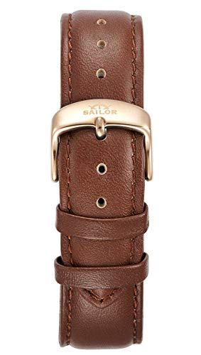 Bracelet Sailor Classic mixte en cuir brun avec boucle acier or rose ou blanc 20 mm