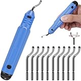 バリ取りバー バリ取り回転リーマー 面取りトリミングツール 360°回転 クランク式スクレーパ バリ取り用面取りカッター ナイロン/ABS/木材/3Dプリント部品/少量金属適し バリ取り工具 刃先サイズ46×Φ3.0MM（パッケージにはバリ取り器1個+ブレード11個）