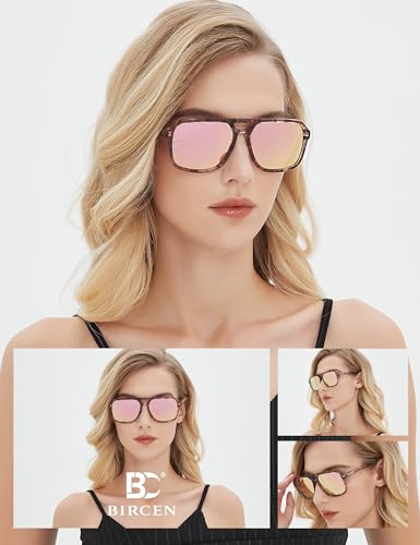 Image of BIRCEN Mens Acetate Polarized Sunglasses: Retro Square Sun Glasses UV400 Protection Anti-Glare Shades for Driving Travel