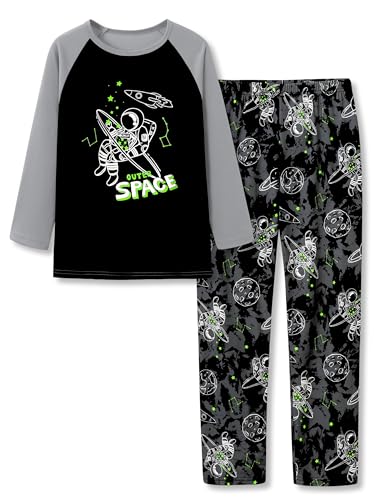 Image of Tebbis Boys Comfy Trendy Print Long Sleeve & Pants Pajama Set Sizes 6-18 | Lightweight Breathable Fabric, 2-Piece PJs, Trendy Printed Jammies for Little & Big Boys, Ideal for Lounging and Sleeping