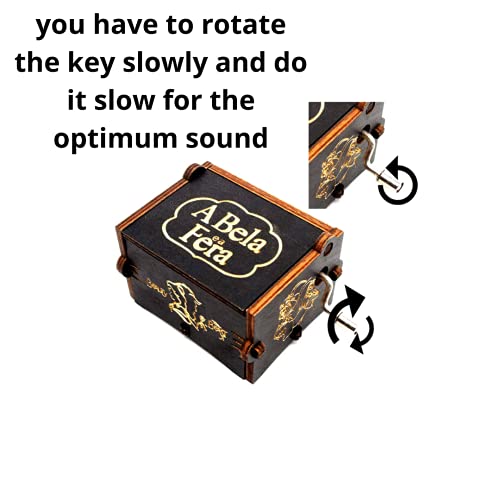 Image of Beauty and The Beast Music Box Hand Crank Musical Box Beauty & Beast Theme Carved Wooden Music Boxes Gift for Kids Friends Family Musicbox Black