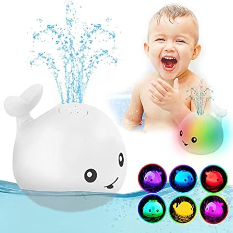 Toys for 1 2 3 4 5 Year Old Boys Girls,Baby Bath Toys,Whale Automatic Spray Water Bath Toy with LED Light,Induction Sprinkler Bathtub Shower Toys for Toddlers,Pool Bathroom Toy Gift for kids age 1-6 Cover