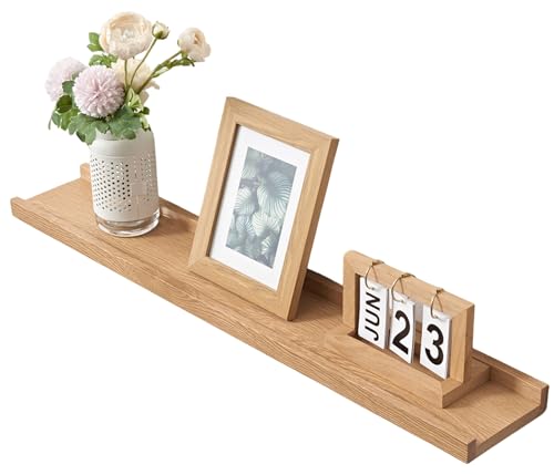 Gieanoo Bilderleiste Holz, 60cm Rustikales Eiche Massiv Schweberegal...