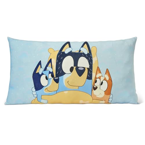 Northwest Bluey Bandit Bingo Bedtime Cloud Body Pillow 18 x 36 Inch Reversible Pillow Plush Soft 100% Polyester Bedding Pillow for Bedroom Lounge or Travel Bluey Family Design