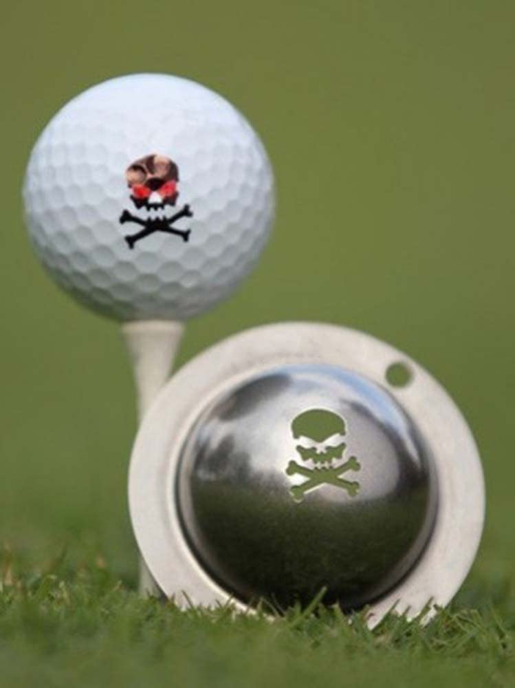 Joayuezo Ball Marker Stainless Steel DIY Golf Balls Marker Stencil Personalized Golf Ball Liner Golf Ball Drawing Alignment Stencils Marking Tool (skull)