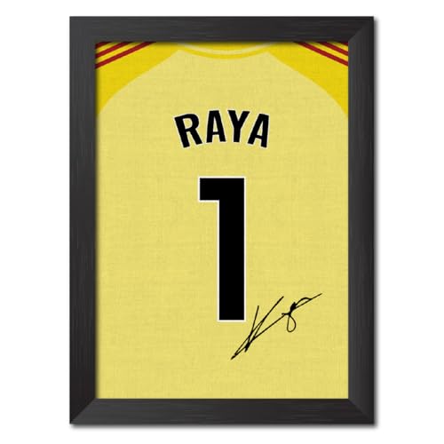 Image of TenorArts David Raya Poster Frame Arsenal Jersey Laminated Photo Print with Signature Framed Painting with Matt Finish Black Texture (12 inches x 9inches)