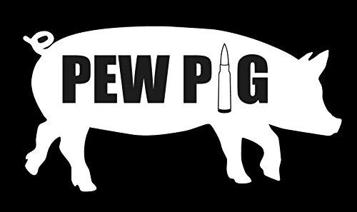 Pew Pig- 5" Decal {WHITE} III%, 3 Percent, Militia, Gadsen, Patriot, Veteran, USMC