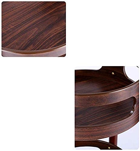 Carro de Almacenamiento con Ruedas - Carro utilitario de Madera de 2 Niveles con asa Redonda y barandilla de protección para Cocina y Bebidas, diseño Que Ahorra Espacio.