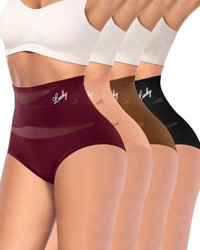 Image of Women's High Waisted Underwear Full Coverage Compression Briefs 4 /5 Packs Panties Postpartum Comfortable