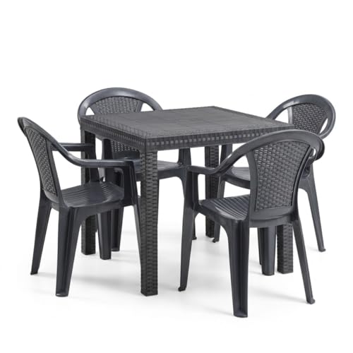 Tomaino Ensemble table et chaises de jardin en plastique imitation rotin