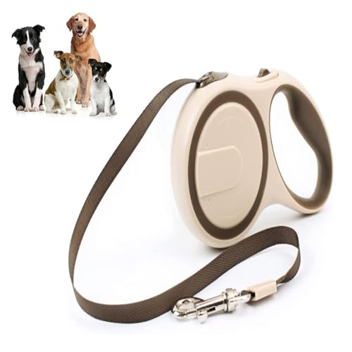QLXYYFC Ausziehbare Hundeleine, 5 M, 360° Verwicklungsfreie Verlängerte Leine, Rutschfester Griff und Bremsknopf, Geeignet für Kleine und Mittelgroße Hunde Bis Zu 25 Kg (Color : Brown, Size : 5m)