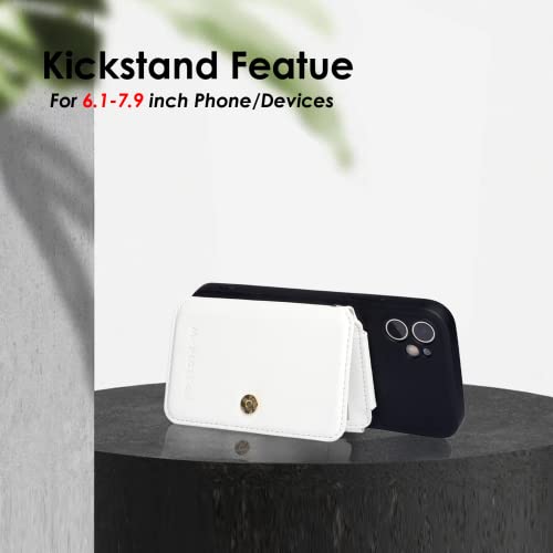 Image of M-Plateau Phone Wallet Stick on, PU Leather Card Holder with Zipper Pocket Compatible with iPhone Case (White)