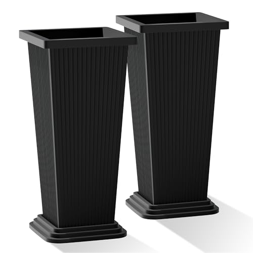 PolarcoForgeco Tall Black Planters Outdoor Set of...