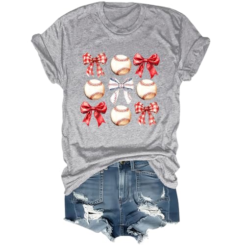 Coquette Bow Baseball Mom Shirt, Game Day Tshirt, Baseball Mom Tshirt, Game Day Tee Gray