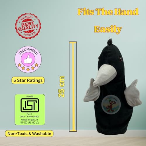 Image of Crow Hand Puppets for Kids Learning | Soft Plush Hand Puppet Toys for Storytelling, Role Play & Interactive Teaching | Educational Toys for Kids, Toddlers & Preschool Children