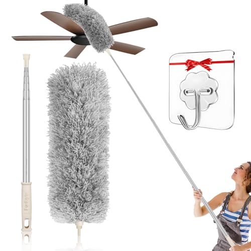 Image of Fuelbyte Fan Cleaning Duster with Long Extendable Handle for Ceiling Fan | Microfiber Duster for Home Cleaning | Spider Web Cleaner Brush | Ceiling Fan Cleaner | Dusting Stick for Home Cleaning