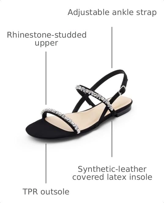 Image of DREAM PAIRS Women's Rhinestone Sandals Open Toe Casual Dressy Sparkly Comfortable Flat Summer Shoes