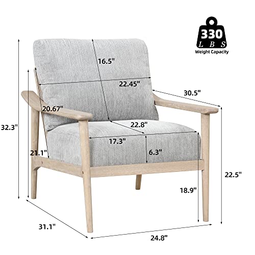 Olela Accent Chair Mid Century Armchair Teddy Short Plush Bedroom Chair, Reading Chair For Living Room With Rattan Weave And Anti-Slip Foot (Natural(Vertical Slatted Back)) #TOP5