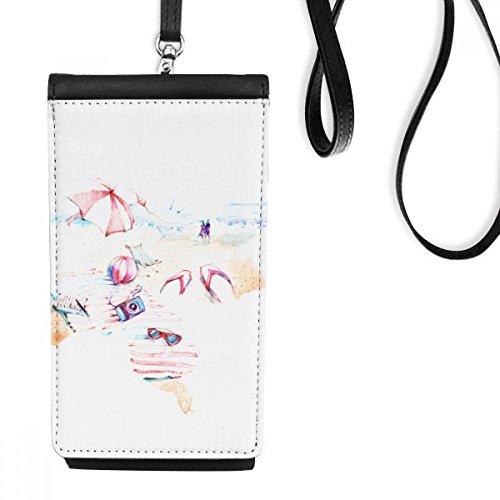 Cadeau original porte-monnaie noir et bourse en cuir suspendu pour smartphone mer