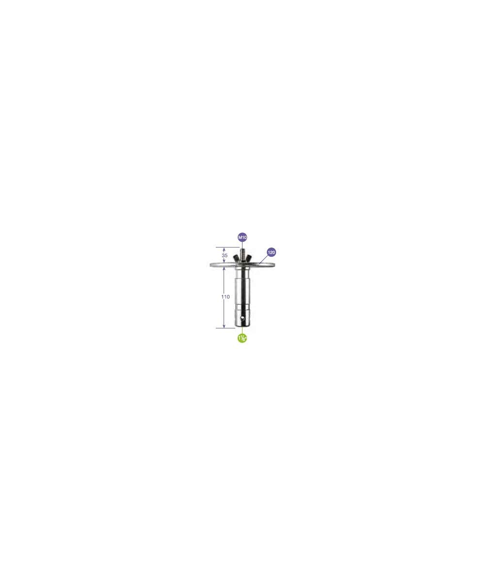 Manfrotto 163-10 Accessorio, Serie Adapter da 1" 1/8 Maschio, Attacco Filettato M10 e Piastra da 12 cm e Vite a Farfalla per Controlli Luce, in Acciaio Zincato, Argento