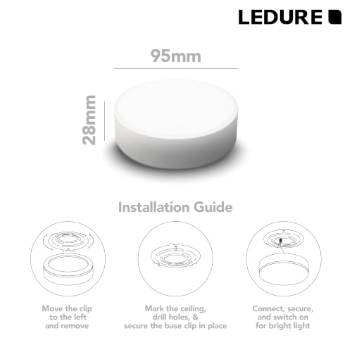 Image of LEDURE 15W LED Meta Surface Downlight | Round Surface Mount Ceiling Light for Indoor Use | Energy Efficient LED Downlight for Home, Living Room | 3in1 Colour Changing for Ceiling | Pack of 20