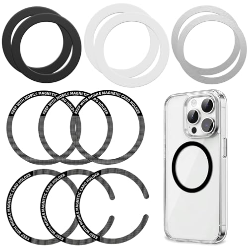 Image of 12Pcs Magnetic Ring for Wireless Charging | Universal Metal Adapter Ring for MagSafe | Ultra-Thin Magnetic Ring for Phone /Cases | Android & iPhone Support