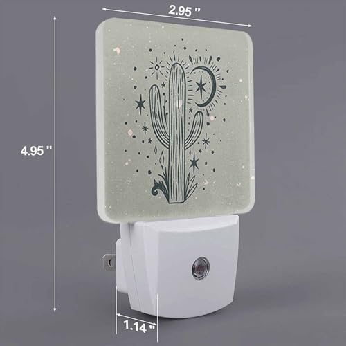 Image of LED Night Light,Wild Cactus Desert Arizona Vintage LED Night Light Plug into Wall with Dusk to Dawn Light Sensor White Energy Efficient Nightlight for Bedroom Bathroom Hallway Living Room Kitchen