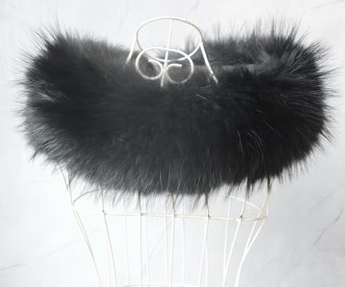 Real animal Collar Women Scarf Raccoon hair Collar Head Hat Men Universal Collar black3