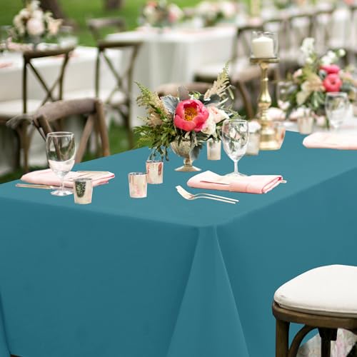 Image of sancua Rectangle Tablecloths for 6 Foot Tables, 6 Pack - Washable Polyester Fabric Table Cloth for Wedding Party, Birthday, Banquet Reception, 54x108 Inch, Teal