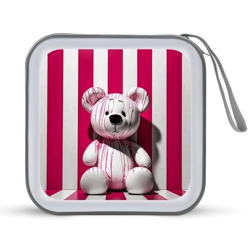 Rangement CD rigide antichoc 40 DVD baseball motif ours blanc