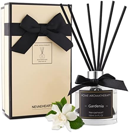 NEVAEHEART Premium Reed Diffuser Set | Gardenia Scented Sticks Diffuser | Reed Diffuser for Bedroom Bathroom Living Room | Beautiful Home Décor Makes a Great Gift