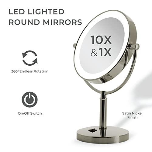 Zadro Laguna 11" Makeup Mirror With Lights And Magnification Led Lighted Makeup Mirror With Magnification 10X/1 Or 5X/1X #TOP1