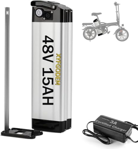 XYFGODEM Batería for Bicicleta eléctrica de 48 V, 15 AH, batería extraíble for Silver Fish con Cargador for Motores 0 W-1000 W, Resistente al Agua IP68