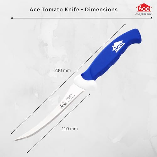 Image of AcE Tomato Knife Set - 1 Pack, Serrated Tomato Slicer, 420J2 Surgical Stainless Steel, 54?55 HRC, Long-Lasting Edge, Multicolor Hygienic Ergonomic Handles