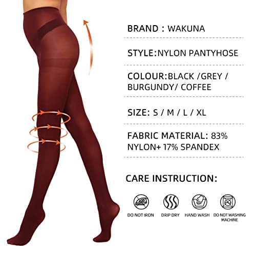 WAKUNA 40D/80D Pantyhose Opaque Tights 2 Pairs Resistant Control Top3