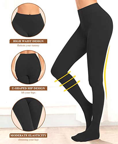 Image of DOCUMO Women's Tights 80 Denier Opaque Tights Soft Solid Color High Waist Stretchy Pantyhose