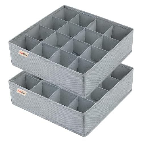 Image of FAB ELLITE Undergarments Organizer for Women | 24 Compartment Foldable Socks & Innerwear Storage | Space-Saving Drawer Divider - Pack of 2 Grey