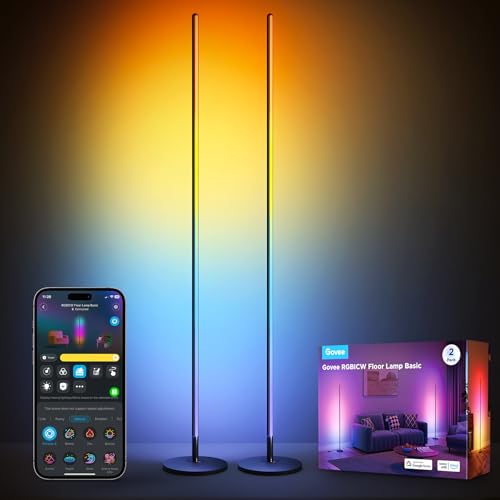 Govee RGBIC Lampade da Terra LED, Moderna Piantana Lampada da Terra 2 pezzi