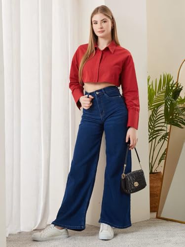 Image of ADDYVERO Women High-Rise Wide Leg Denim Jeans