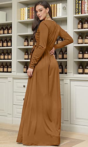 Image of KOH KOH Womens Long Sleeve V-Neck High Slit Cocktail Evening Gown Maxi Dress