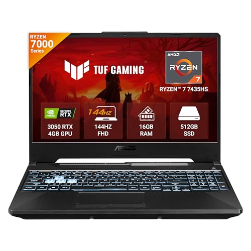 ASUS TUF Gaming A15, AMD Ryzen 7 7435HS Gaming Laptop(NVIDIA RTX 3050-4GB/60W TGP/16GB RAM/512GB SSD/FHD/15.6'/144Hz/RGB KB/48WHr/Windows 11//Graphite...