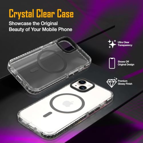 Image of Zapcase Crystal Clear Back case for iPhone 14 | Hard PC Back | TPU Bumper with Inner Rubber Grip | Metal Camera Guard Bezel | Metal Buttons | Scratch Resistant Cover | 2 Layer Edge Protection | Black
