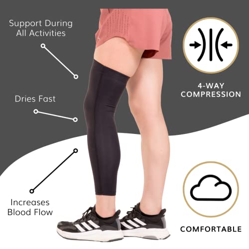 Image of BraceAbility Full Leg Compression Sleeve - Calf Injury, Runner's Knee, Pulled Hamstring, Shin Splints Pain Recovery Wrap
