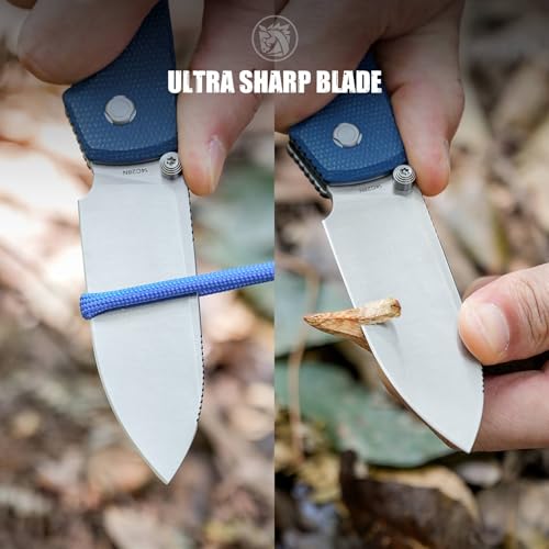 Image of Vosteed Raccoon2.0 EDC Folding Pocket knife with Clip, Top Liner Lock Knife with 3.25 inch Sandvik 14C28N Steel Blade, Micarta Handle for Camping, Hiking - A2905