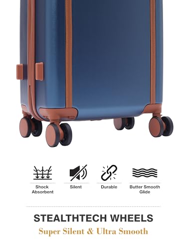 Image of FUR JADEN The Wayfarer Polycarbonate Travel Luggage Suitcase with 8 StealthTech Silent Shock Absorbing Wheels, TSA Lock & Aviation Grade Telescopic Trolley (Cobalt Navy, Cabin + Medium)