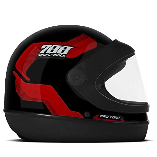 Capacete Moto Pro Tork Automático Sm Preto E Vermelho 788 56